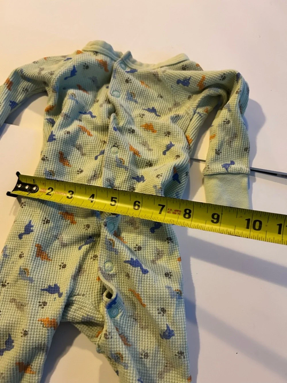 Carter's Light Green Dino Waffle-Knit One-Piece bodysuit - size 12 Months